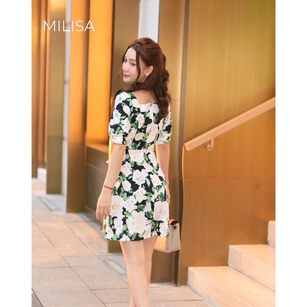 Đầm Suông Hoa Trắng Xanh Tay Lỡ LONADRESS MILISA