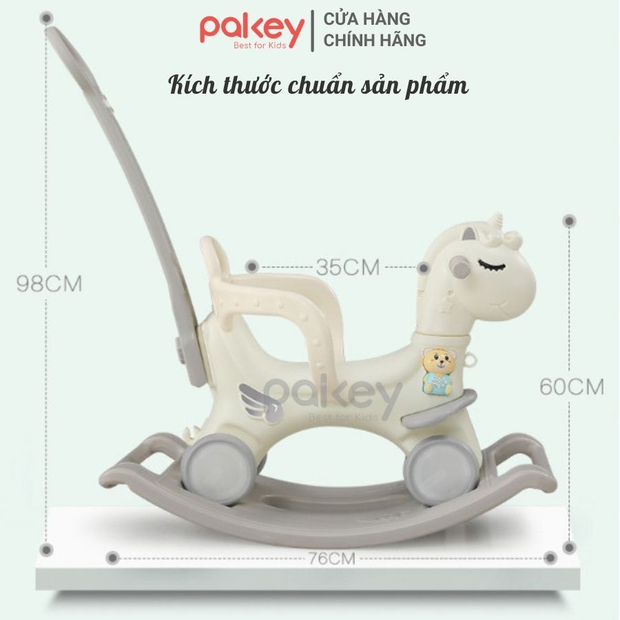 Ngựa bập bênh cho bé Pakey 6in1 đa chức năng, đồ chơi cao cấp sẵn 3 màu