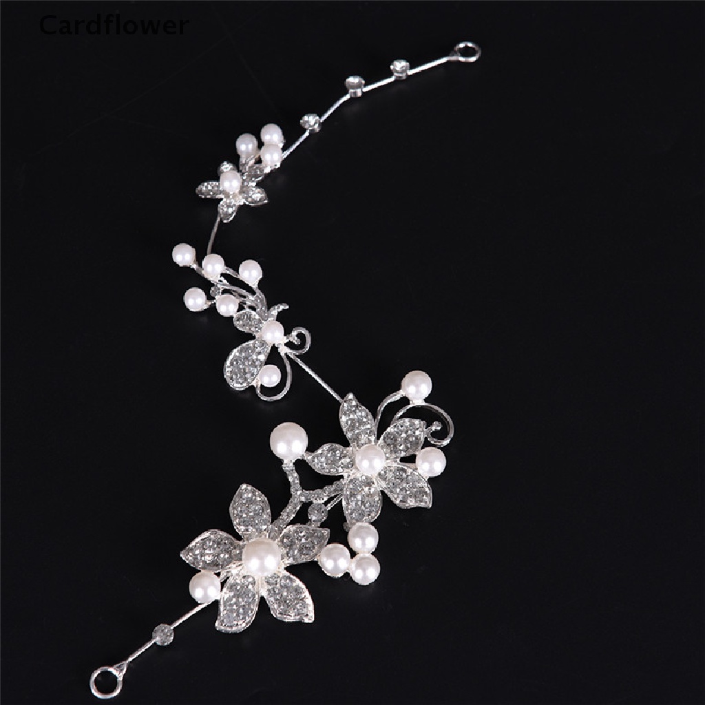&lt; Cardflower &gt; Cài Tóc Đính Đá Pha Lê Và Ngọc Trai Màu Bạc Cho Cô Dâu Trong Tiệc Cưới