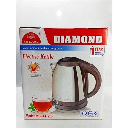 Ấm siêu tốc, ca nấu nước , bình siêu tốc  Inox 2L Kim Cương KC-IAT