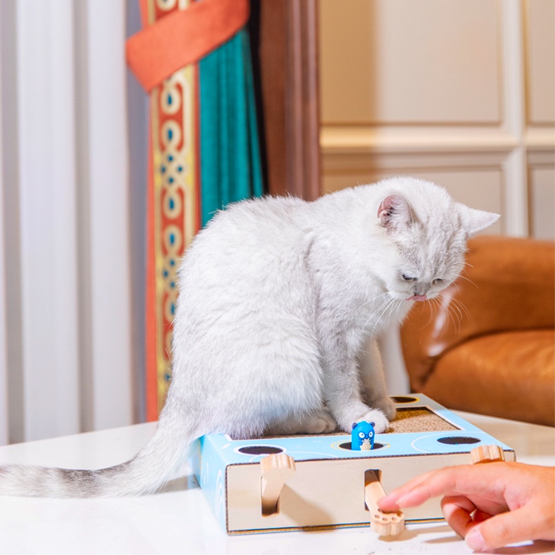 Hộp Đồ Chơi Đập Chuột Kèm Bàn Cào Móng Cho Mèo - Loại Mới 2021 (Tặng Kèm Đồ Chơi &amp; Catnip)