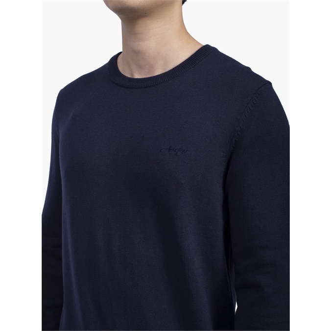 Áo thun nam dài tay Aristino ASWR01 T-shirt Thu Đông Trơn Màu Vải Cotton dáng Regular Fit Cổ Tròn Bo Tay Gấu