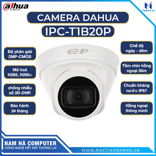Camera IP Dome hồng ngoại 2.0 Megapixel DAHUA IPC-T1B20P