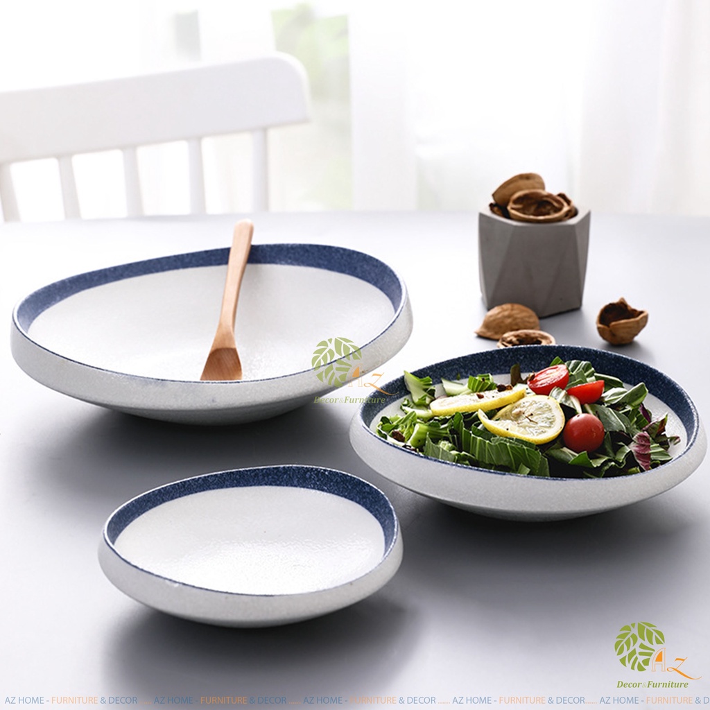 Bộ bát đĩa gốm sứ cao cấp lẻ Sushi while