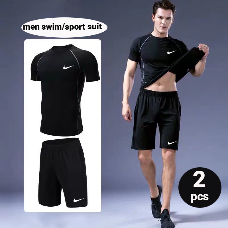 Bộ Đồ Bơi 2 Mảnh Áo Tay Ngắn + Quần Short Nhanh Khô Cho Nam