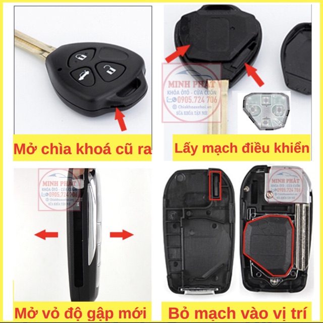 Vỏ Độ Chìa Khoá Gập xe Toyota Fortuner Vios Innova Yaris