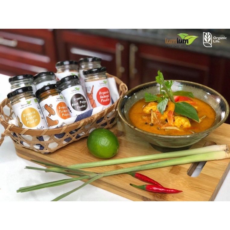 Bột gia vị hữu cơ - bột tiêu/tỏi/ớt/gừng/riềng/sả/nghệ/lá chanhh/quế/đinh hương Lum Lum
