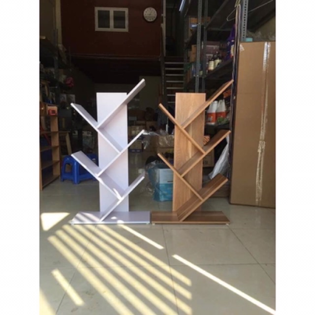 KỆ SÁCH XƯƠNG CÁ VÂN GỖ 3 TẦNG