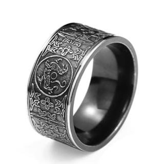 Nhẫn Nam Bốn Mặt Thần Thoại Rồng Biểu Tượng Hy Lạp Retro Thời Gian Nam Tặng Punk Viking Nhẫn Cổ Điển