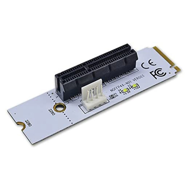 Thẻ chuyển đổi NGFF M.2 sang PCI-E 4X M2 Key M sang PCIe X4 có đèn LED hiển thị điện áp