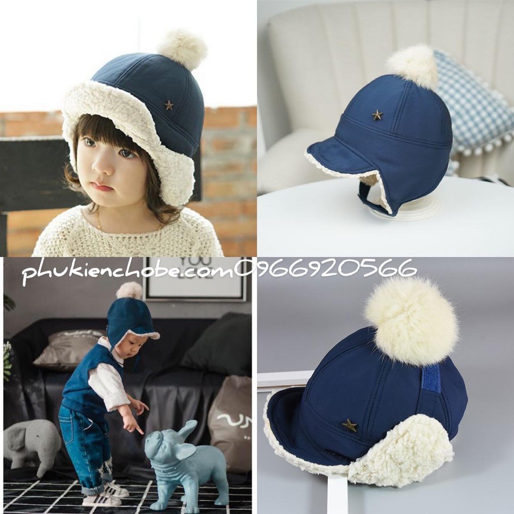 Nón trẻ em - lông cừu che tai ấm áp cho bé 1-3 tuổi