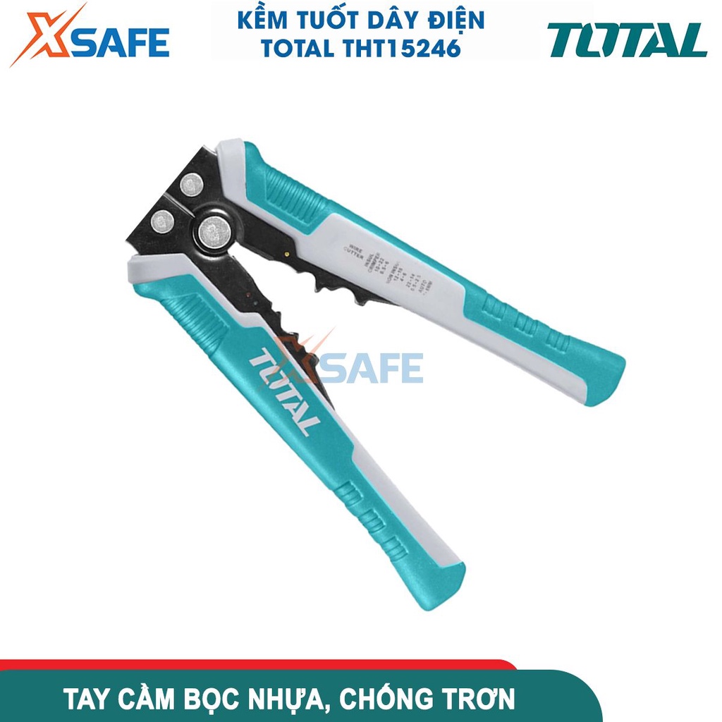 Kìm tuốt dây điện tự động TOTAL THT15246 3 chức năng tuốt, cắt, uốn dây điện đồng và nhôm - [CHÍNH HÃNG][XSAFE]