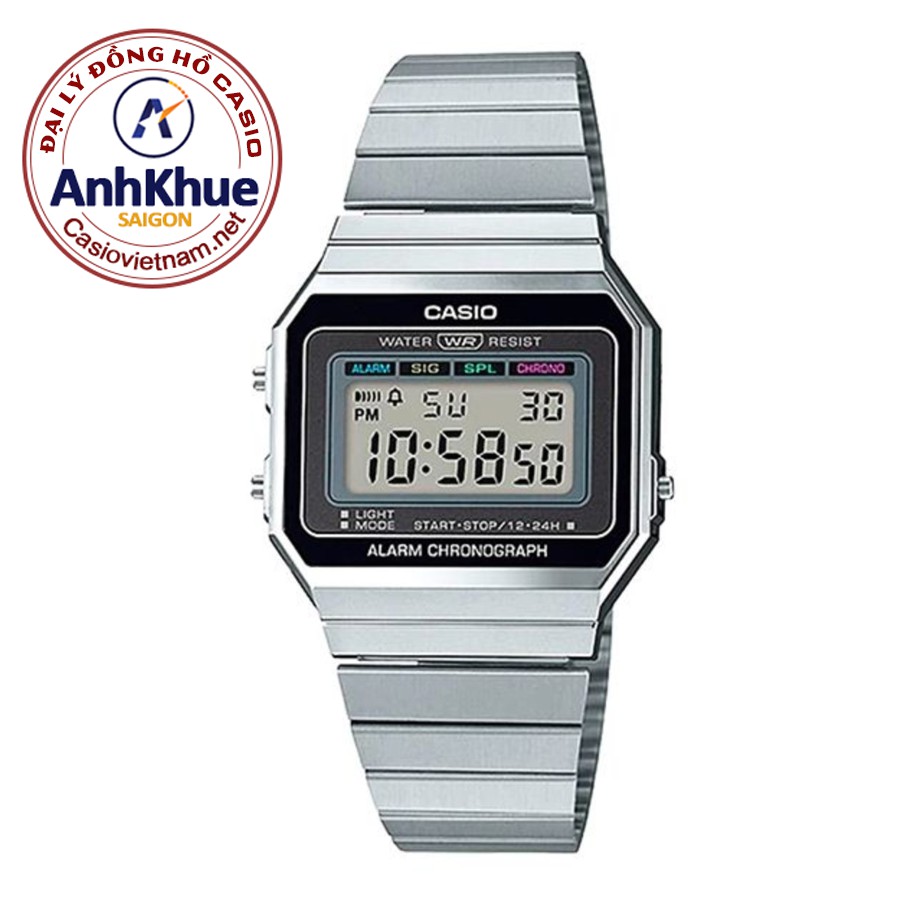 Đồng Hồ Nam Casio A700W-1A Điện Tử Cổ Điển - Dây Kim Loại - Mặt Vuông Cá Tính