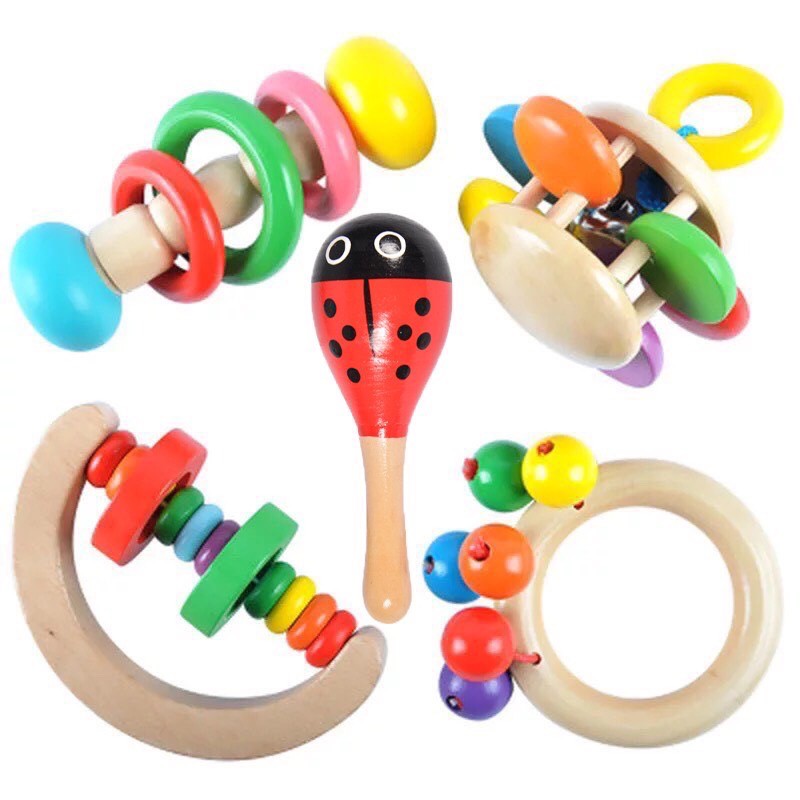 Đồ chơi xúc xắc bằng gỗ phát âm thanh vui tai cho bé, rèn luyện cơ tay, thị giác và thính giác