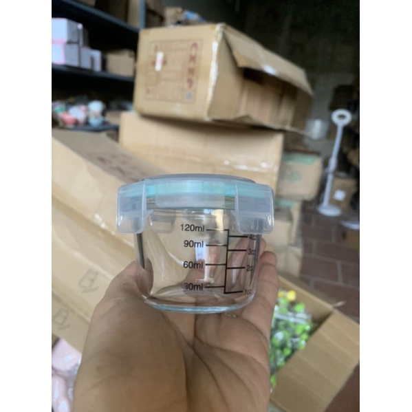 Hũ thủy tinh trữ đông chia vạch có nắp 120ml-160ml
