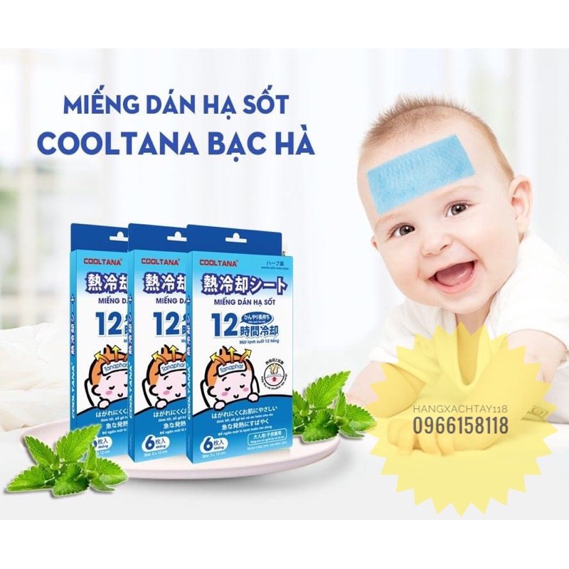 [HỘP 6 miếng] MIẾNG DÁN HẠ SỐT NHANH COOLTANA, an toàn, mùi thơm bé thích.