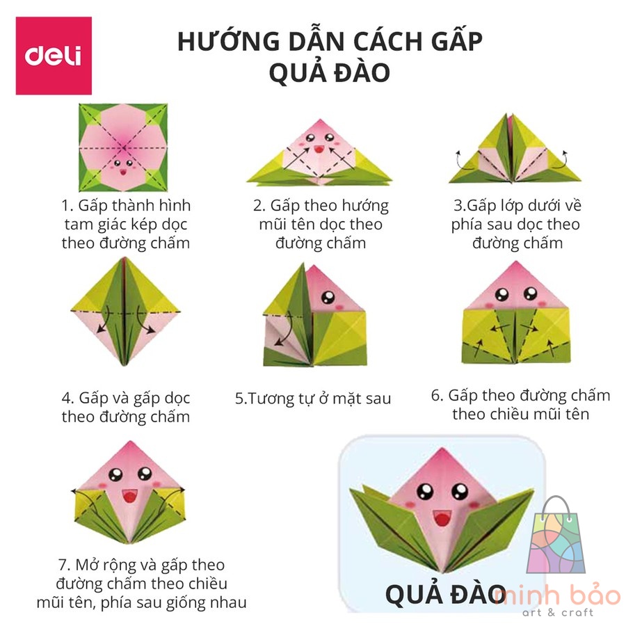 BỘ 50/100 TỜ GIẤY THỦ CÔNG ORIGAMI DELI - IN SẴN HỌA TIẾT KÈM SÁCH HƯỚNG DẪN, RÈN LUYỆN SỰ KHÉO LÉO CHO BÉ - 74817/74818