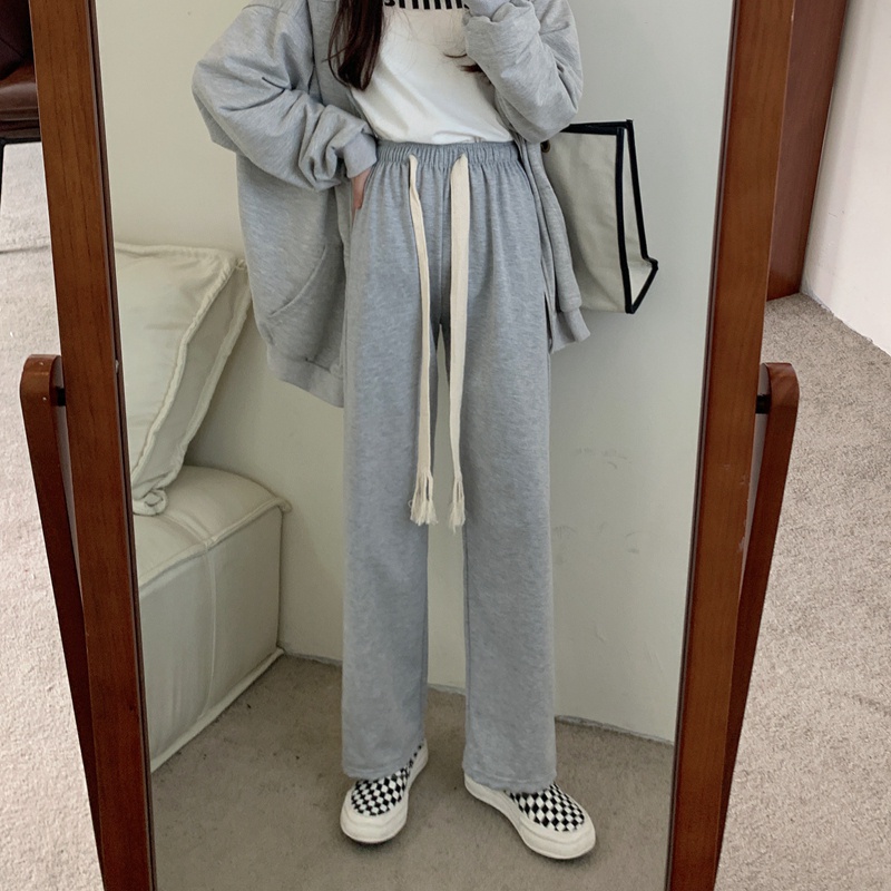Quần thể thao lưng cao dáng rộng thiết kế đơn giản thời trang cho nữ