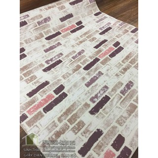 Giấy dán tường giả gạch cổ 3d màu kem, [ 50cm x khổ 90cm ]  có sẵn keo