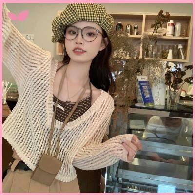 áo khoác croptop nu Áo Dệt Kim Tay Dài Cổ Chữ V Chống Nắng Mùa Hè Kiểu Mới 2022 Cho Nữ