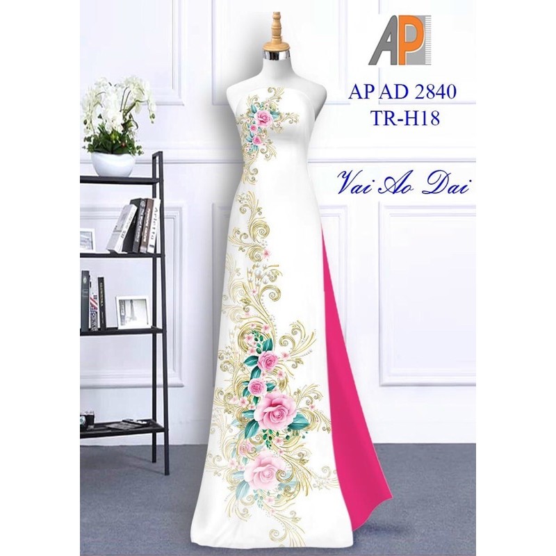Vải áo dài hoa Hồng