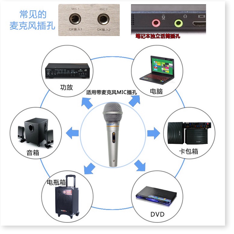 Micro hát karaoke chất lượng  cao cấp thế hệ mới chống hú, chống rè, lọc âm cực tốt  Bảo hành uy tín