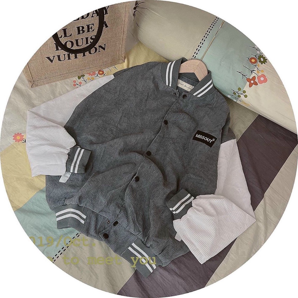 Áo khoác bomber thời trang thu đông nam nữ nhung tăm