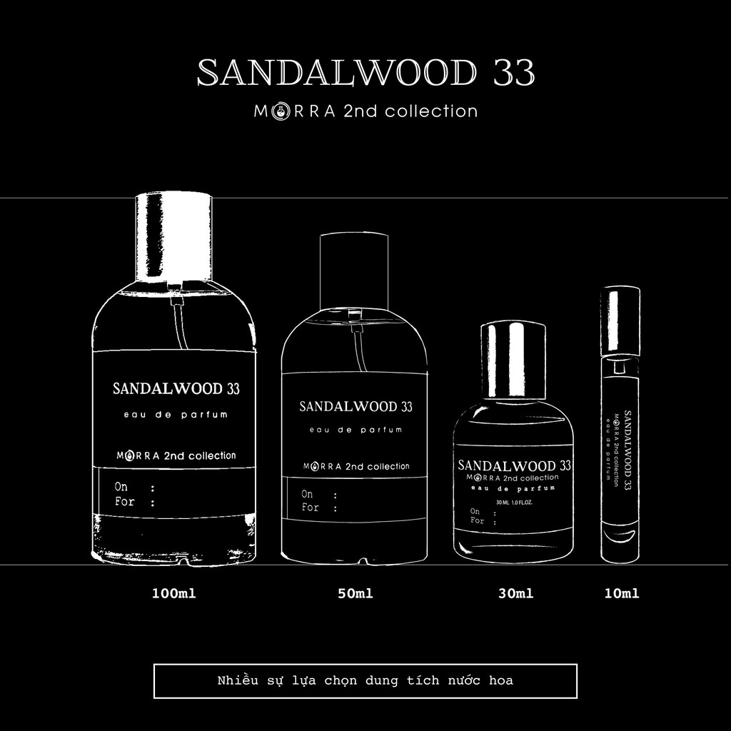 [Morra Sandalwood 33] Nước Hoa Nam Nguyên Liệu Nhập Pháp Hương Thơm Cổ Điển, Nam Tính, Phóng Khoáng 10ml - Dạng Xịt