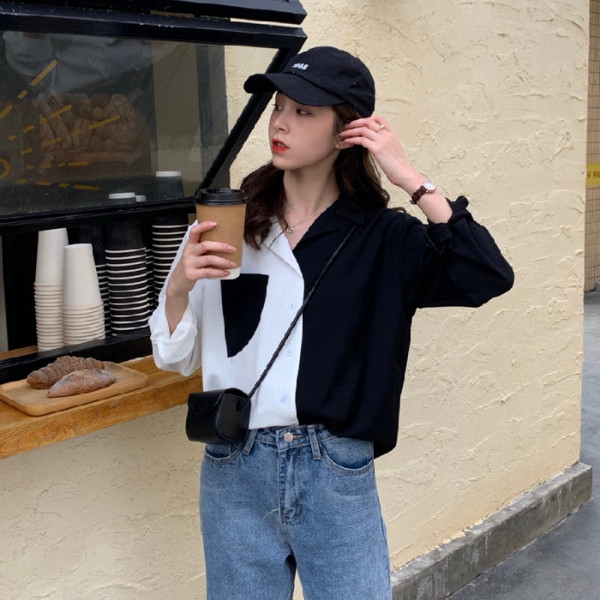 Áo sơ mi SUXI tay dài dáng rộng trẻ trung phong cách Hàn Quốc cho nữ