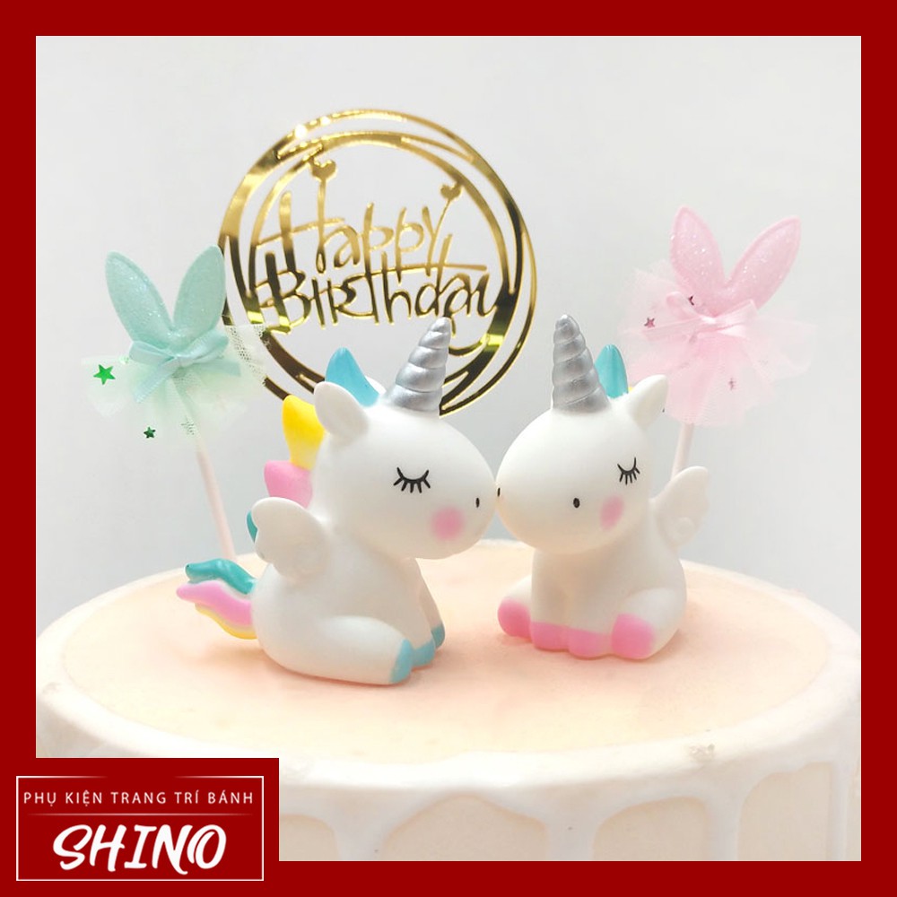 Đồ chơi hình Unicorn béo trang trí bánh