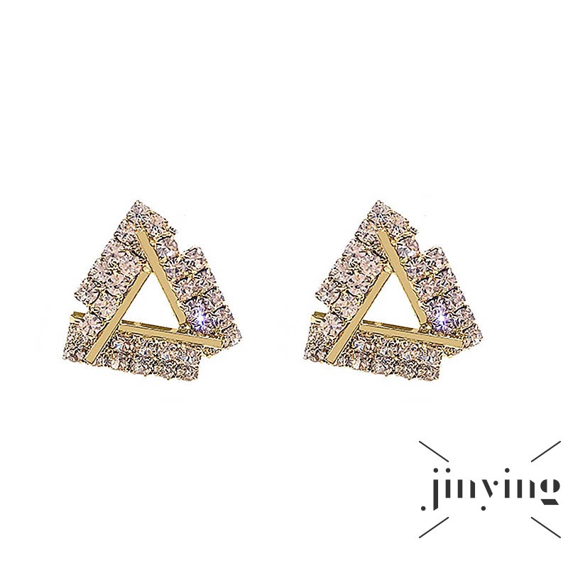 GETNOIVAS Bông tai hình tam giác đính đá sáng bóng sang trọng thời trang dành cho nữ