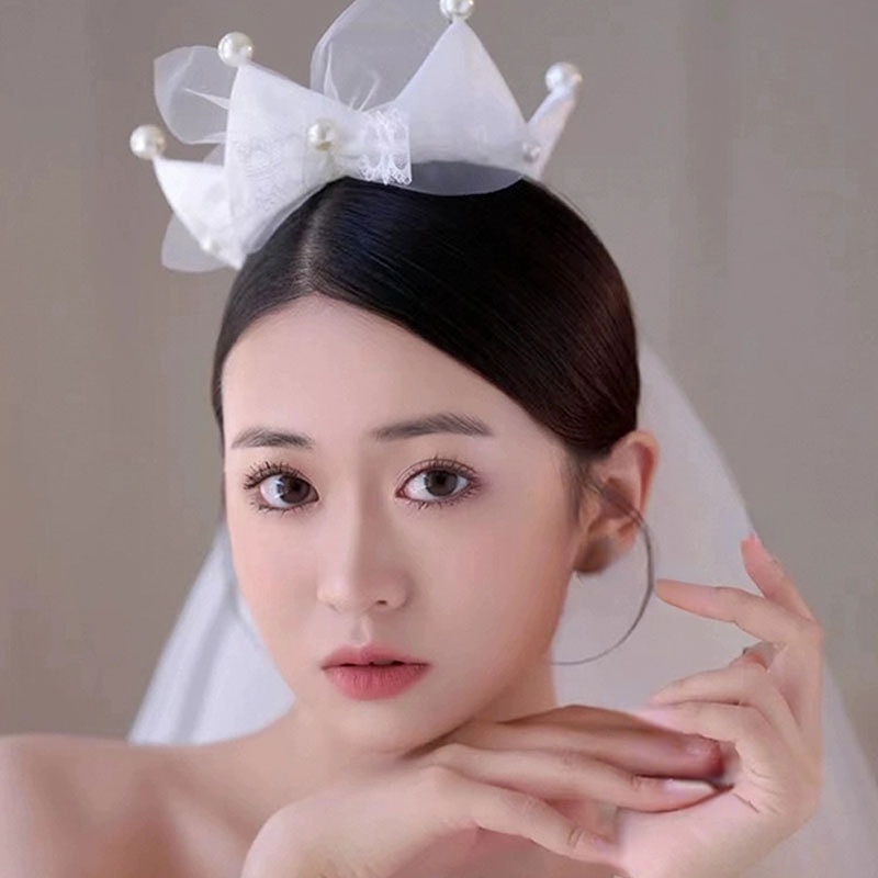 Vương Miện Cài Tóc Cô Dâu Màu Trắng Thời Trang