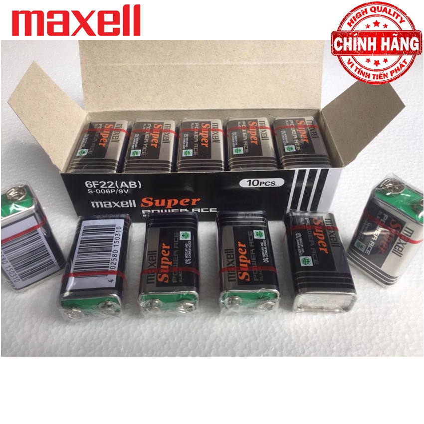 Vỉ 1 Viên Pin vuông 9V Maxell Super Power - 6F22 Maxell