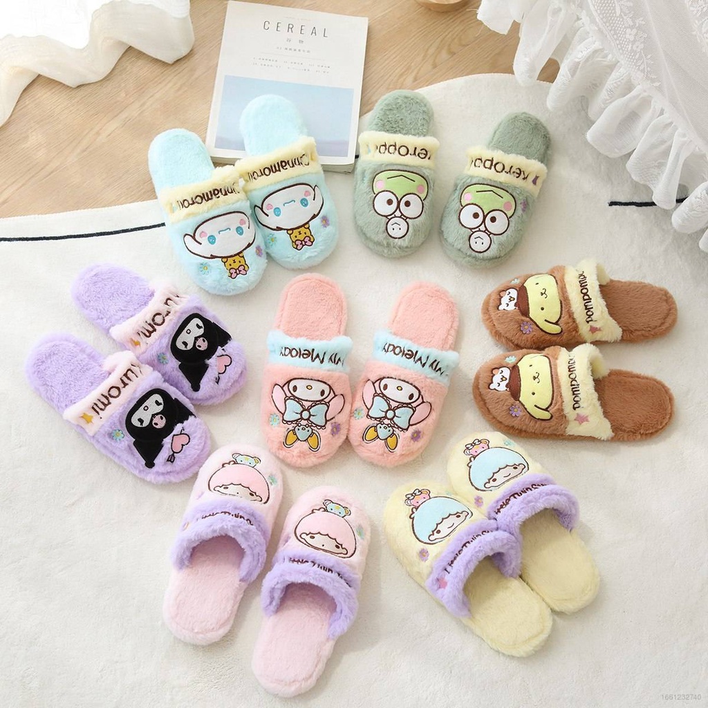 SANRIO Dép Bông Đi Trong Nhà Hình Cinnamoroll Keroppi Kuromi Mymelody Dễ Thương Cho Bé Gái
