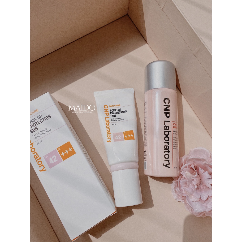 Kem chống nắng vật lý CNP LABORATORY nâng tone da Spf42 Pa +++ cao cấp S015 MAIDO cosmetics