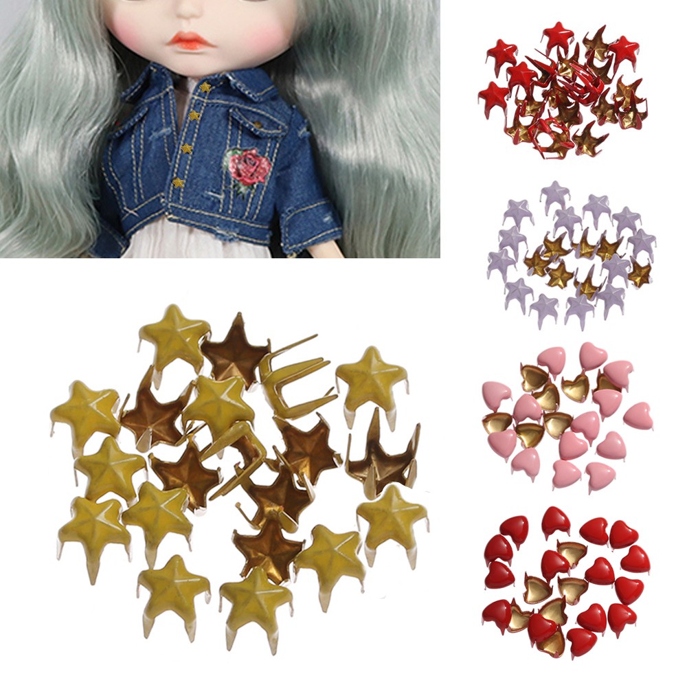 Set 20 Nút Áo 5 / 6mm Hình Trái Tim Nhiều Màu Sắc Cho Búp Bê