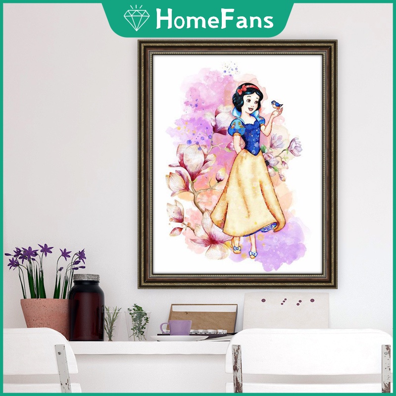 DISNEY Bộ Tranh Đính Đá 5D Tự Làm Họa Tiết Công Chúa Elsa 40x50cm Trang Trí Tường Nhà