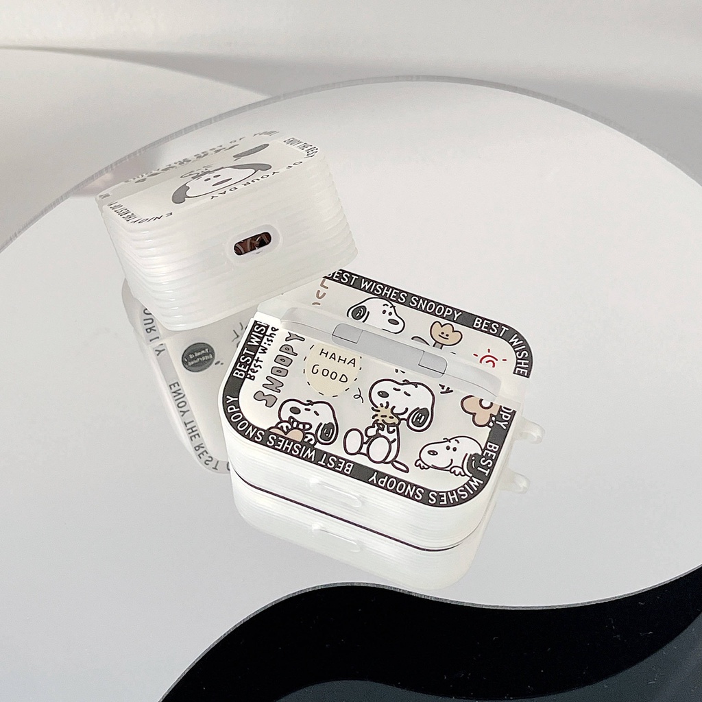 Vỏ Bảo Vệ Hộp Sạc Tai Nghe AirPods3 AirPods3 Pro 2Gen Màu Dạ Quang Họa Tiết Hoạt Hình Snoopy Dễ Thương Ốp