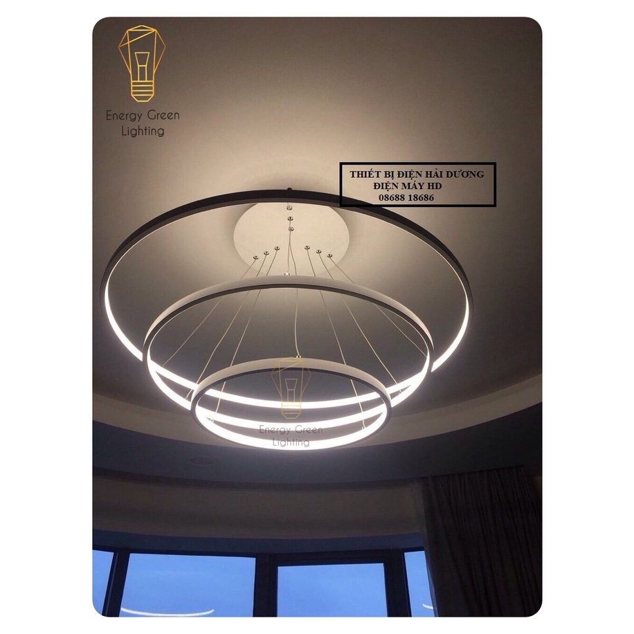 Đèn Thả Trần Energy Green Lighting Không Gian Led Viền Vàng TBD800 Hình Tròn 40x60x80 - 3 Chế Độ Ánh Sáng