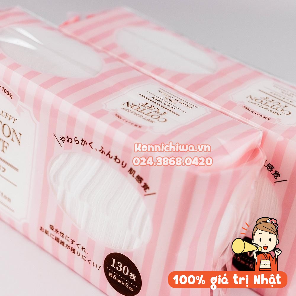 | Hàng Nhật Nội Địa | Bông tẩy trang Cotton Puff Kyowa 130 miếng, bông tẩy trang chuyên dụng không sợi bông, hóa chất