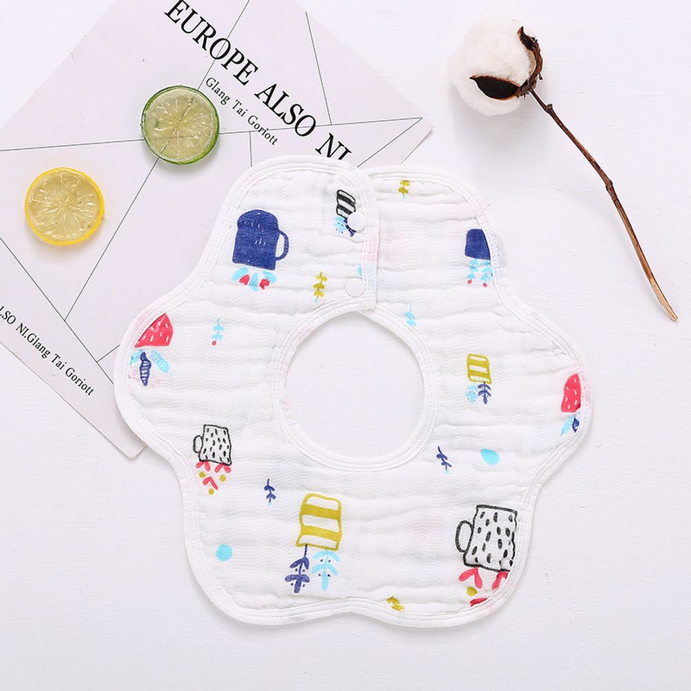 Yếm tròn 2 mặt xoay 360 độ chất liệu vải xô 8 lớp dày dặn siêu thấm hút Shop Bé Titi