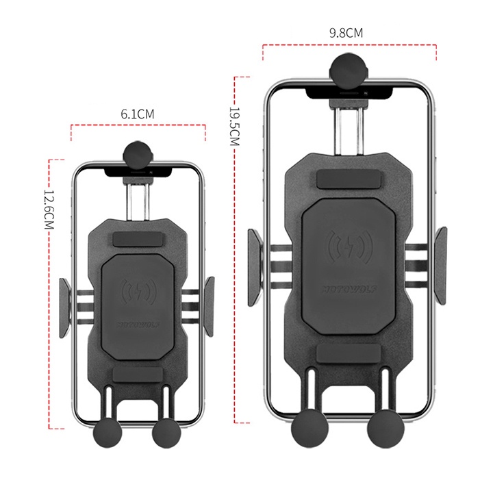 GIÁ ĐỠ ĐIỆN THOẠI GẮN GHI ĐÔNG NHÔM CNC MOTOWOLF