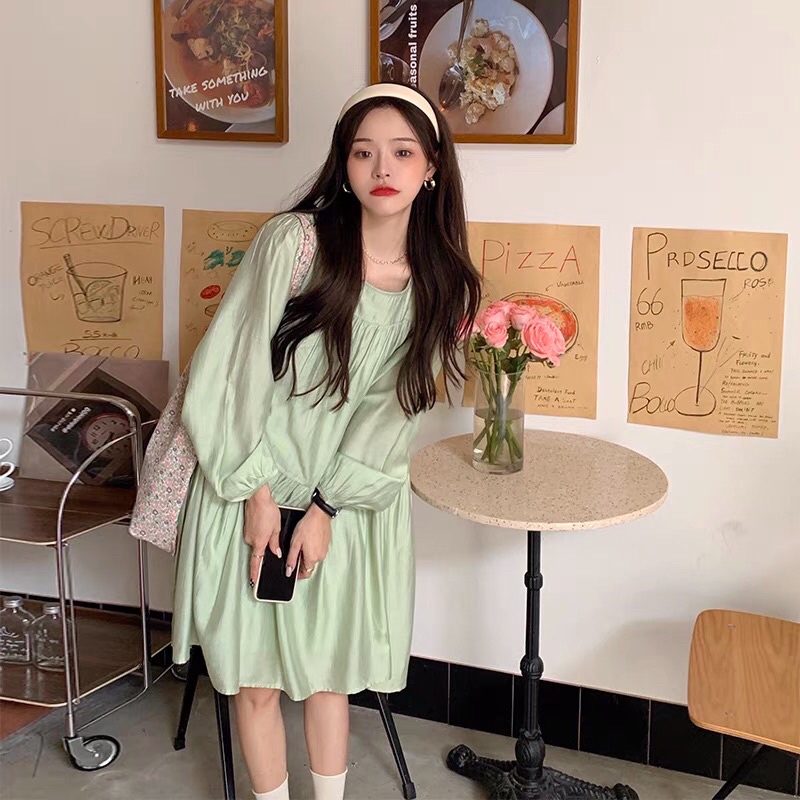 (ORDER) Váy babydoll trơn màu xanh ngọc