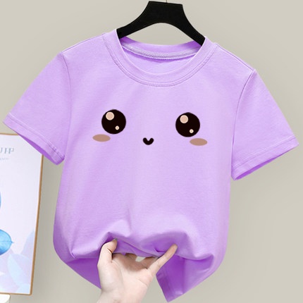 Áo Thun Cotton In Hình Đôi Mắt Nhỏ Đơn Giản Dành Cho Bé Gái áo thun bé gái