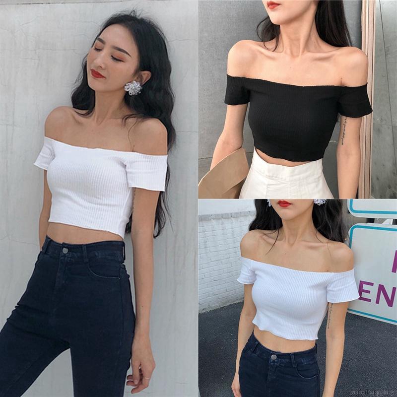 Áo Croptop ống màu trơn thiết kế trễ vai quyến rũ | WebRaoVat - webraovat.net.vn