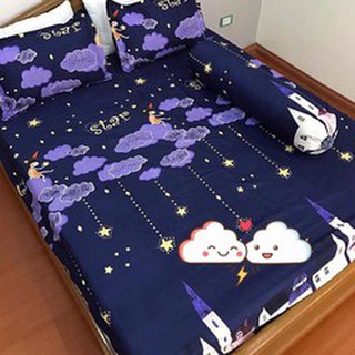BỘ 1 VỎ GA CHUN 2 VỎ GỐI NẰM 1 VỎ GỐI ÔM MẪU SAO RƠI