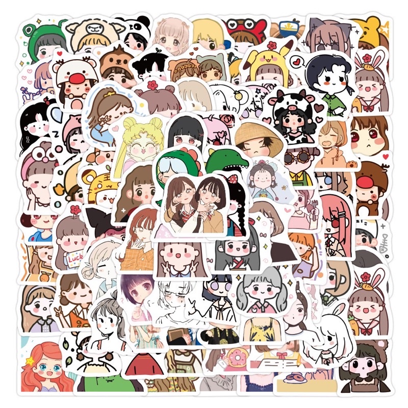 Set 50 Sticker dễ thương mẫu HOT dán Trang Trí Laptop, Vali, Mũ Bảo Hiểm, Tủ Lạnh