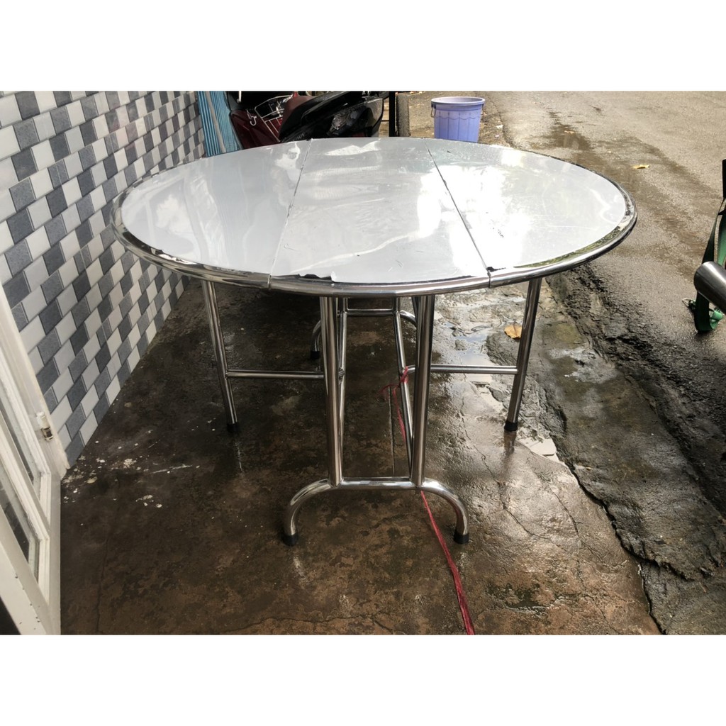 Bàn Tròn Xếp 3 Đường Kính 1m2 cao 75cm siêu dày - Inox Xuân Mai