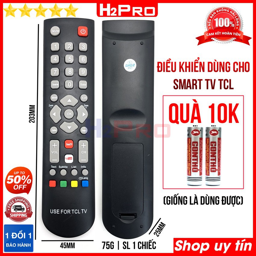 Điều khiển dùng cho Smart TV TCL H2Pro đa năng (1 chiếc), remote điều khiển cho Smart Tivi thông minh TCL (tặng đôi pin)
