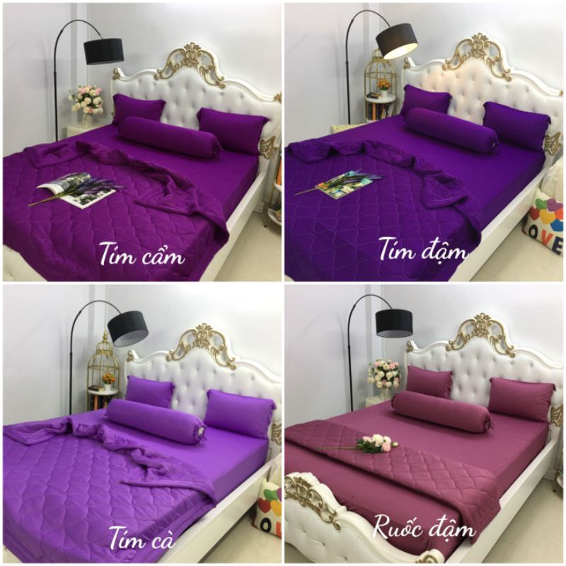 BỘ FULL MỀN DRAP THUN TRƠN ( 5 MÓN GỒM 1 DRAP+ 2 VỎ GỐI NẰM+ 1 VỎ GỐI ÔM+ 1 MỀN)